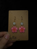Cherry blossom earrings - with moonstone and clear quartz