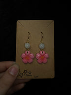 Cherry blossom earrings - with moonstone and clear quartz