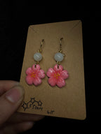 Cherry blossom earrings - with moonstone and clear quartz