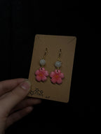 Cherry blossom earrings - with moonstone and clear quartz