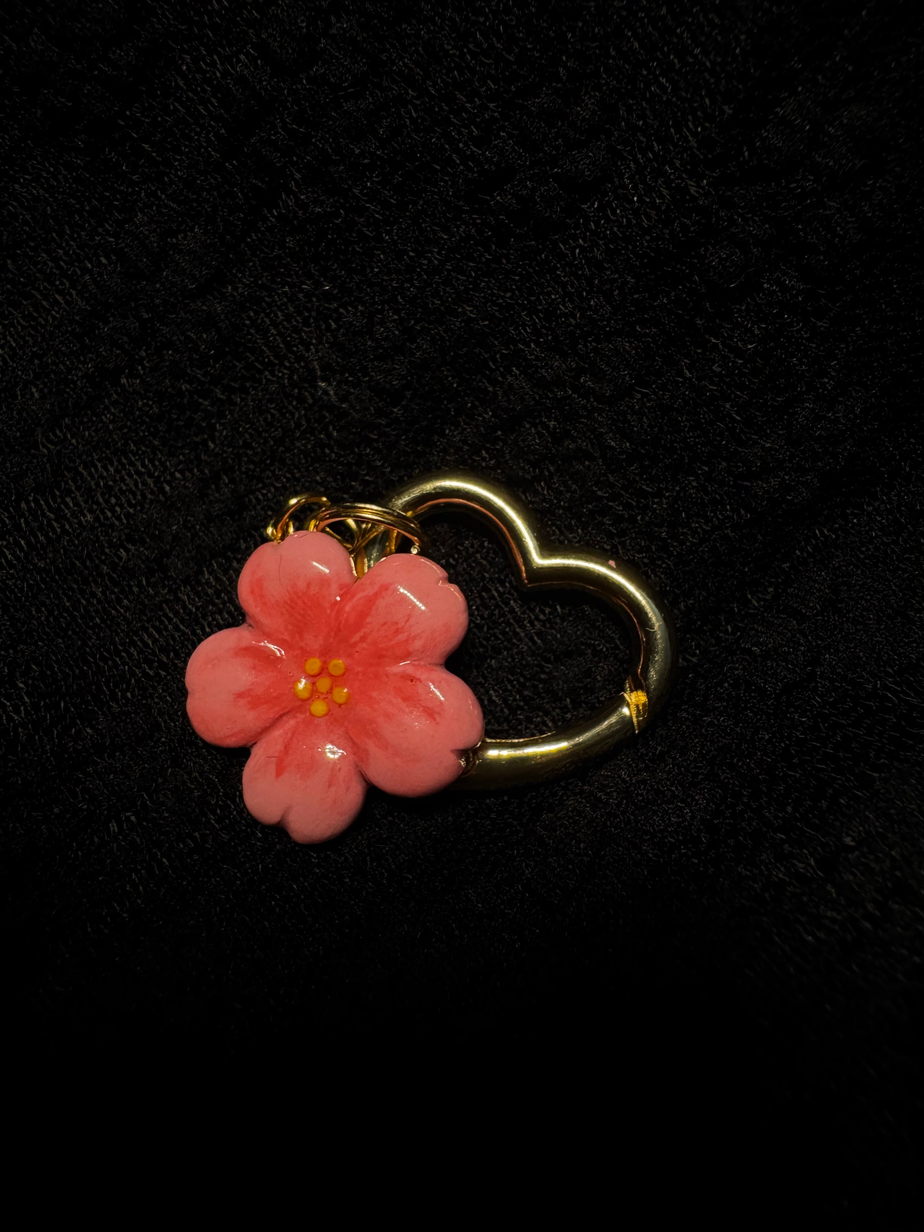cherry blossom charm - with heart charm holder