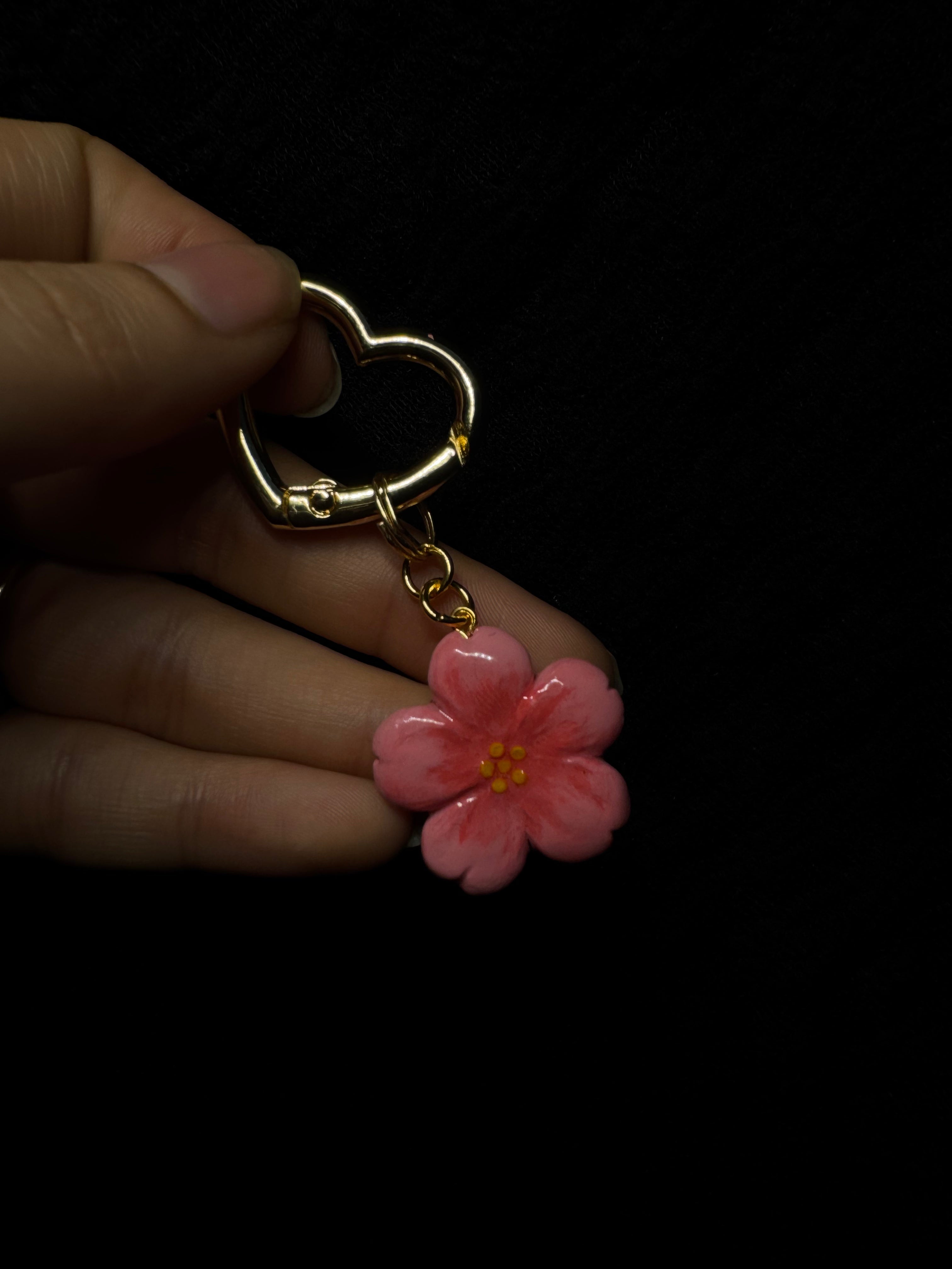 cherry blossom charm - with heart charm holder