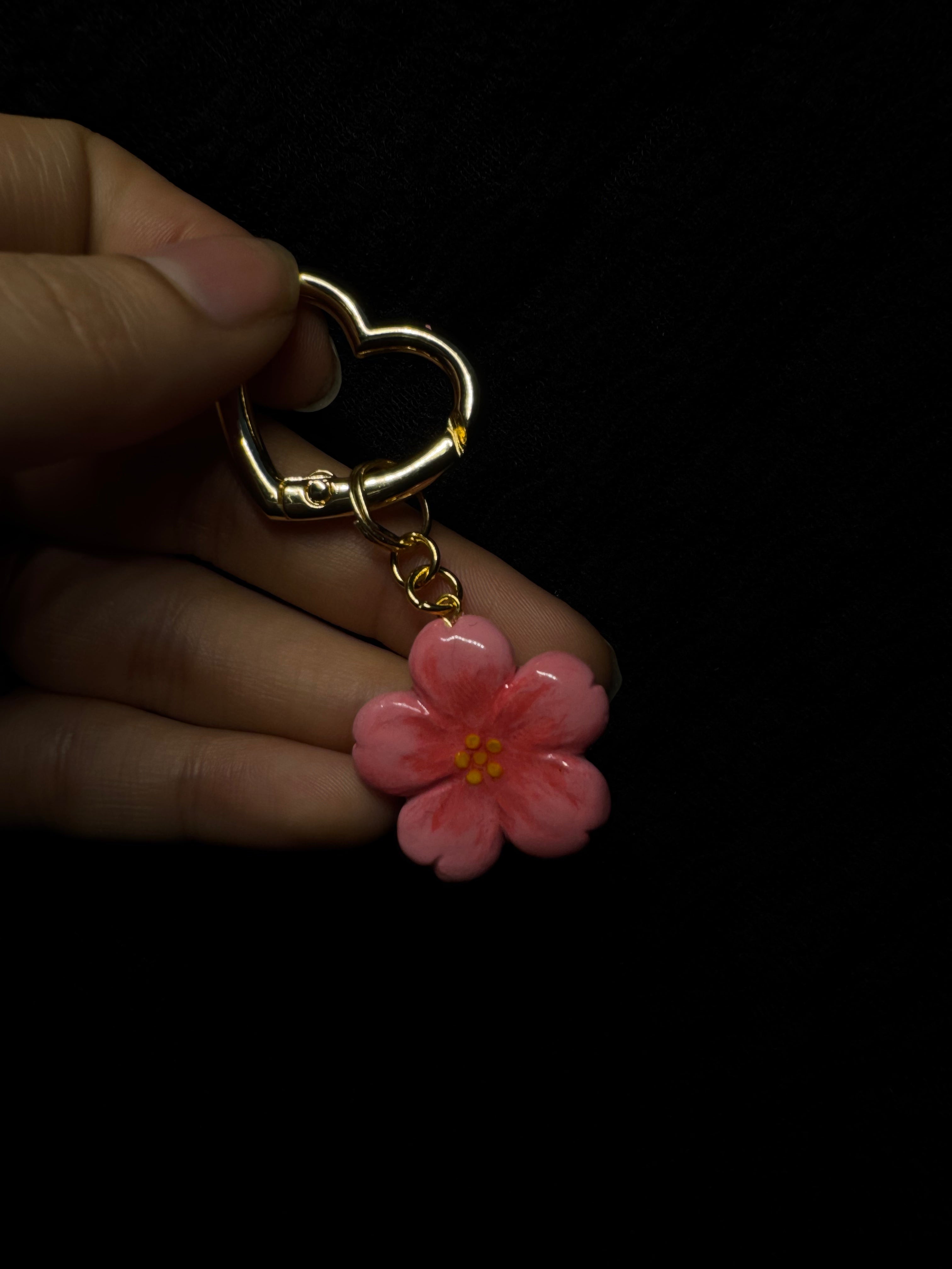 cherry blossom charm - with heart charm holder