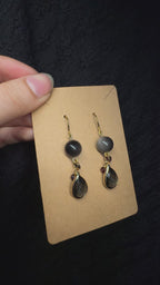 Silver Obsidian Earrings - with garnet