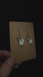Shell earrings - with glass and clear quartz