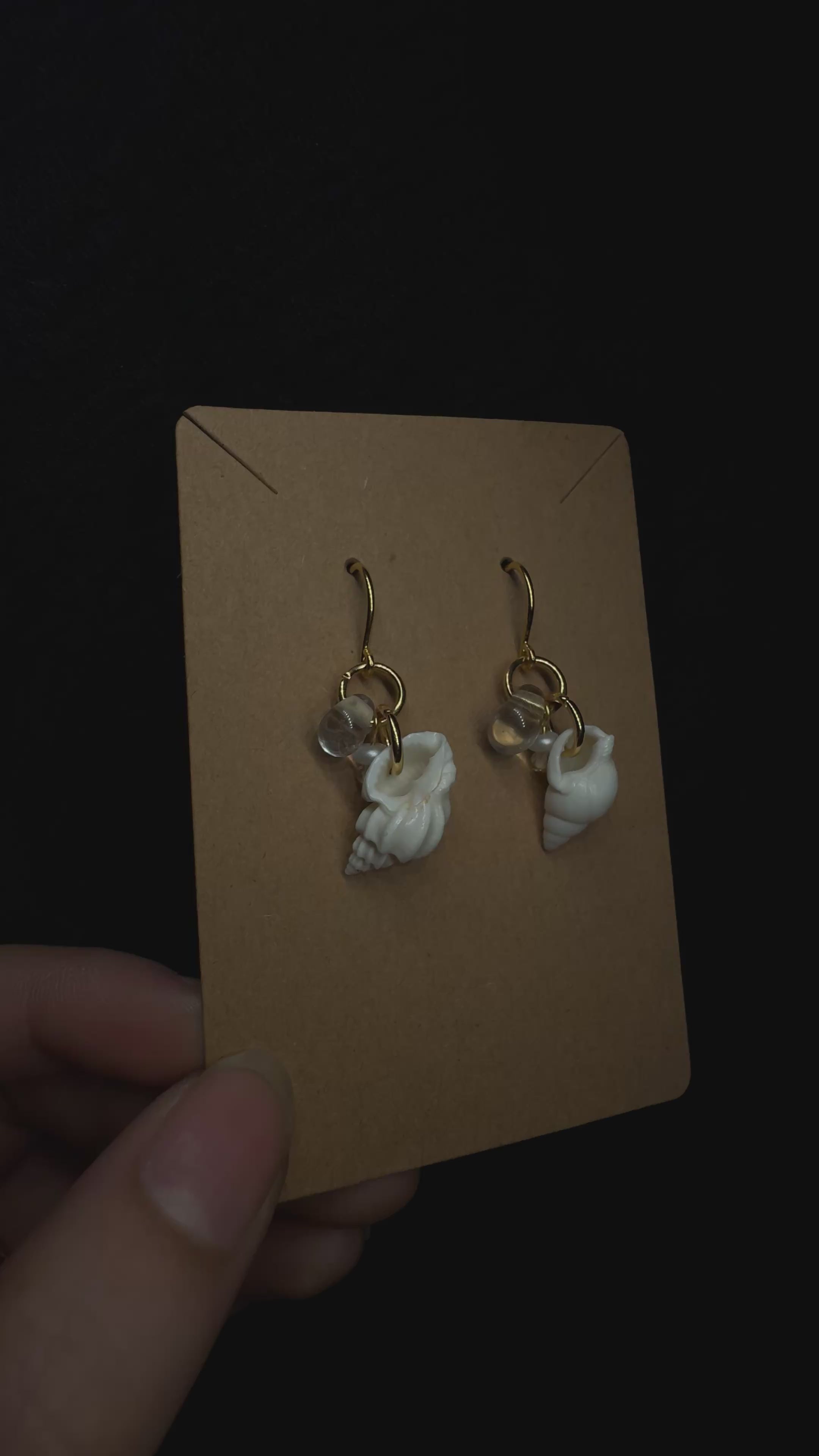 Shell earrings - with glass and clear quartz