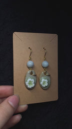 Ceramic flower earrings - with morganite