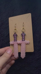 Minecraft sword earrings in pink